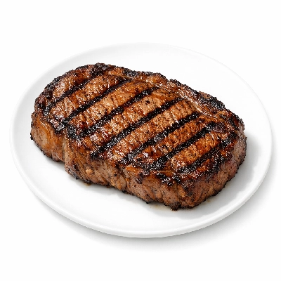 Beef rib eye steak boneless lip-on separable lean only trimmed to 1/8" fat all grades cooked grilled