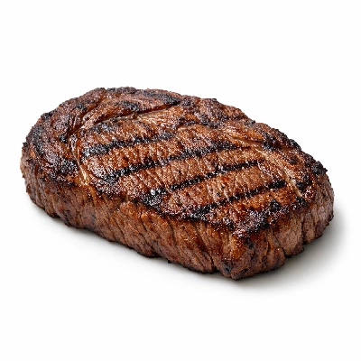 Beef rib eye steak boneless lip-on separable lean only trimmed to 1/8" fat select cooked grilled