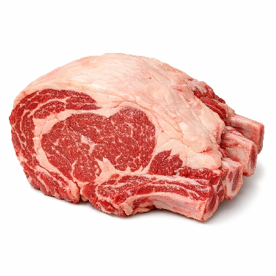 Beef rib eye steak roast bone-in lip-on separable lean and fat trimmed to 1/8" all grades raw