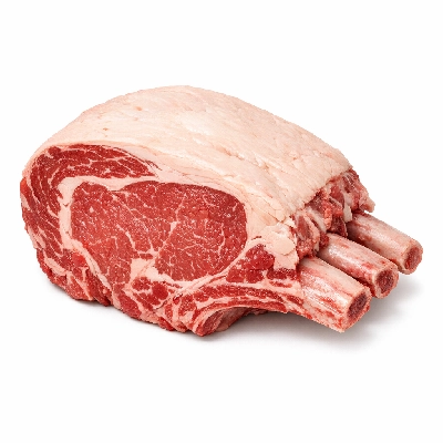 Beef rib eye steak roast bone-in lip-on separable lean only trimmed to 1/8" fat choice raw