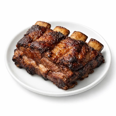 Beef rib large end ribs 6-9 separable lean and fat trimmed to 0" choice cooked roasted
