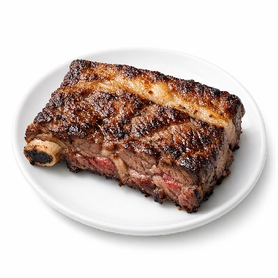 Beef rib large end ribs 6-9 separable lean and fat trimmed to 1/4" choice cooked broiled
