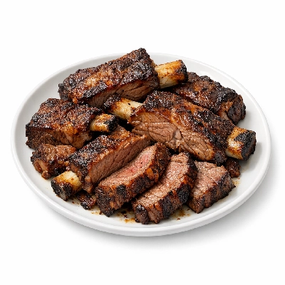 Beef rib large end ribs 6-9 separable lean and fat trimmed to 1/4" prime cooked roasted