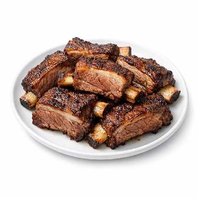 Beef rib small end ribs 10-12 separable lean and fat trimmed to 1/4" prime cooked roasted