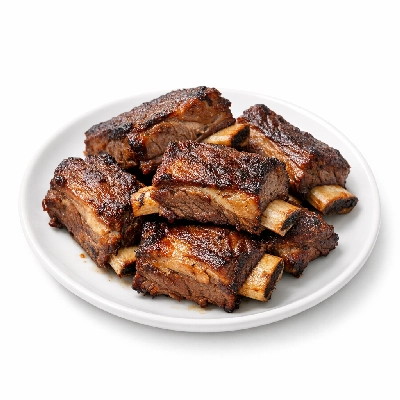 Beef rib small end ribs 10-12 separable lean and fat trimmed to 1/8" choice cooked roasted prime