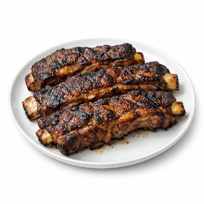 Beef rib whole ribs 6-12 separable lean and fat trimmed to 1/4" prime cooked broiled