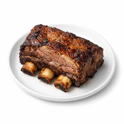 Beef rib whole ribs 6-12 separable lean and fat trimmed to 1/4" prime cooked roasted
