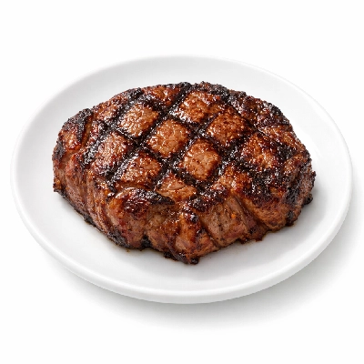Beef ribeye cap steak boneless separable lean only trimmed to 0" fat choice cooked grilled