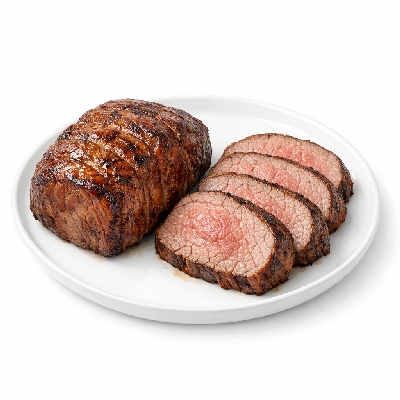 Beef ribeye petite roast boneless separable lean only trimmed to 0" fat all grades cooked roasted