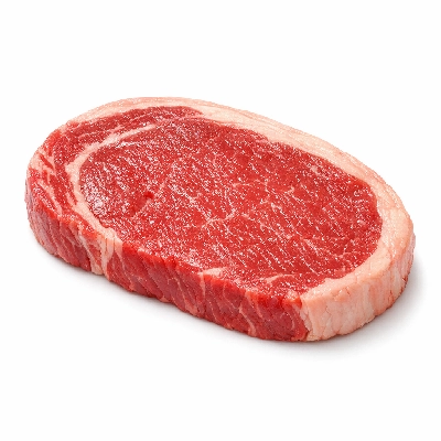 Beef ribeye steak boneless lean and trimmed to 1/8" fat all grades raw