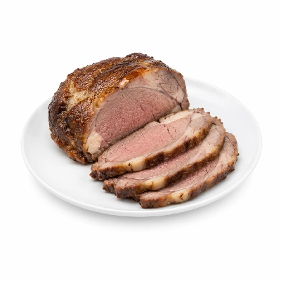 Beef Round Bottom, All Grades, Cooked, Roasted, Separable Lean and Fat, Trimmed to 1/8 Inch