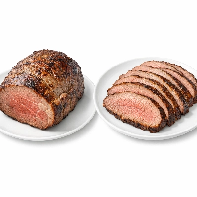Beef round bottom separable lean and fat trimmed to 1/8" all grades cooked roasted