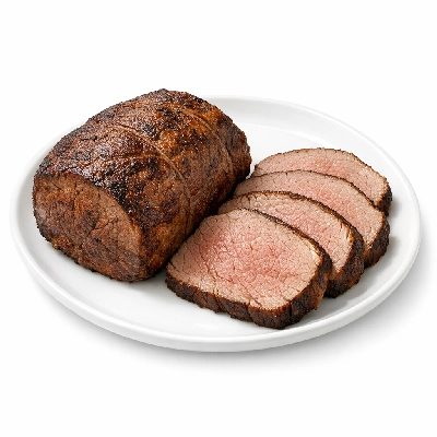 Beef round bottom separable lean and fat trimmed to 1/8" choice cooked roasted