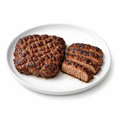 Beef round eye of separable lean and fat trimmed to 0" select cooked roasted cube steak