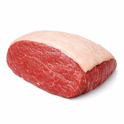 Beef round eye of separable lean and fat trimmed to 1/2" prime raw