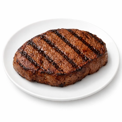Beef round eye of steak boneless separable lean only trimmed to 0" fat all grades cooked grilled