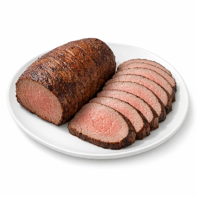 Beef round eye of separable lean only trimmed to 1/8" fat all grades cooked roasted