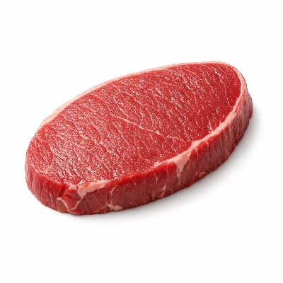 Beef round eye of steak boneless separable lean and fat trimmed to 0" select raw