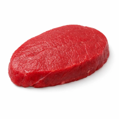 Beef round eye of steak boneless separable lean only trimmed to 0" fat all grades raw
