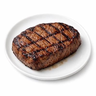 Beef round eye of steak boneless separable lean only trimmed to 0" fat choice cooked grilled
