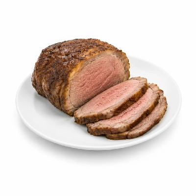 Beef Round Full Cut, Choice, Broiled, Separable Lean and Fat, Trimmed to 1/8 Inch
