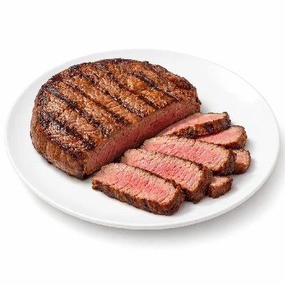 Beef round knuckle tip side steak separable lean and fat trimmed to 0" select cooked grilled sirloin vastas lateralis