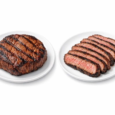 Beef round outside bottom steak separable lean and fat trimmed to 0" select cooked grilled london broil western griller biceps femoris