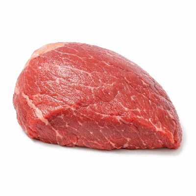 Beef round tip separable lean and fat trimmed to 1/2" prime raw