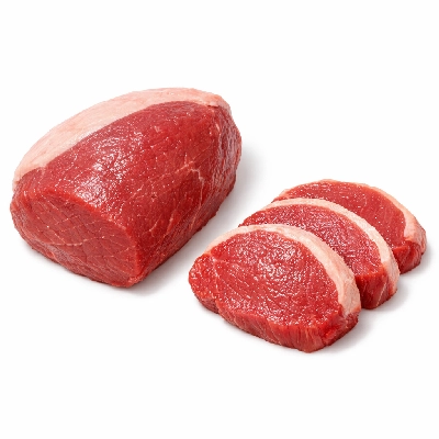 Beef round tip separable lean and fat trimmed to 1/4" choice raw