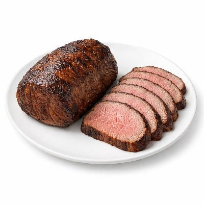 Beef round tip separable lean only trimmed to 1/4" fat prime cooked roasted
