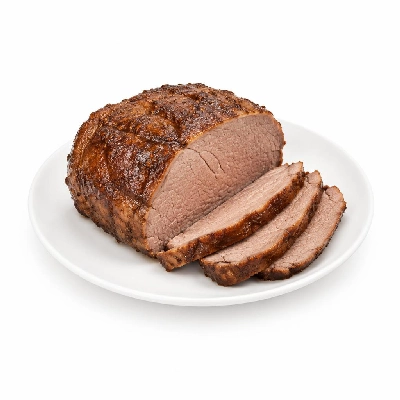 Beef Round Top Roast, Choice, Roasted, Boneless, Separable Lean Only, Trimmed to 0 Inch Fat