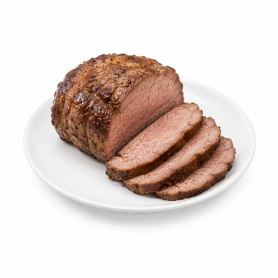 Beef Round Top Roast, Select, Roasted, Boneless, Separable Lean Only, and Trimmed to 0 Inch Fat