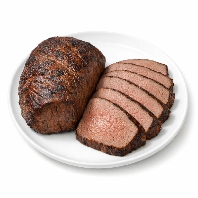 Beef round top separable lean and fat trimmed to 0" all grades cooked broiled