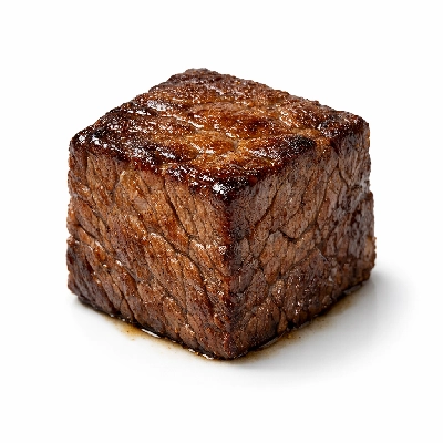 Beef round top separable lean and fat trimmed to 0" select cooked braised london broil minute steak cube