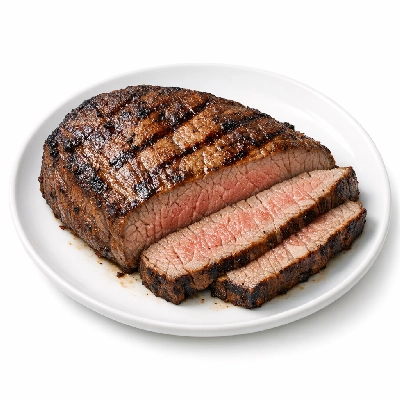 Beef round top separable lean and fat trimmed to 0" select cooked broiled