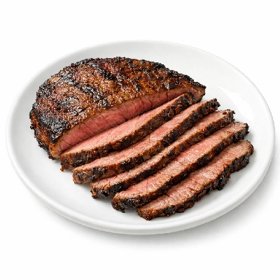 Beef round top separable lean and fat trimmed to 1/4" prime cooked broiled london broil minute steak