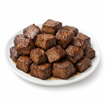 Beef round top separable lean only trimmed to 0" fat select cooked braised london broil minute steak cube