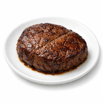 Beef round top separable lean only trimmed to 1/4" fat choice cooked braised london broil minute steak