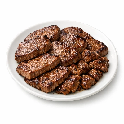 Beef round top separable lean only trimmed to 1/4" fat choice cooked pan-fried