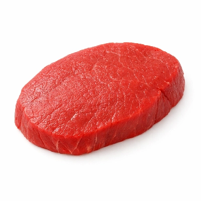 Beef round top steak boneless separable lean and fat trimmed to 0" choice raw