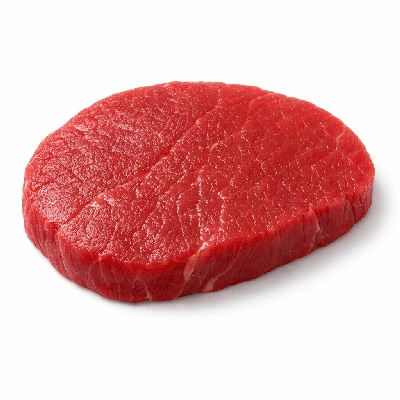 Beef round top steak boneless separable lean and fat trimmed to 0" select raw