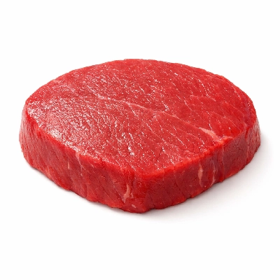 Beef round top steak boneless separable lean only trimmed to 0" fat choice raw