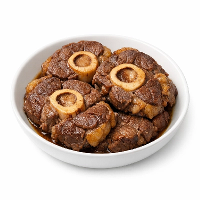 Beef shank crosscuts separable lean and fat trimmed to 1/4" choice cooked simmered