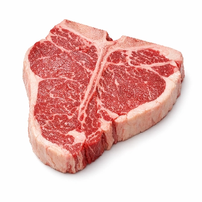 Beef short loin porterhouse steak separable lean and fat trimmed to 1/4" usda choice raw