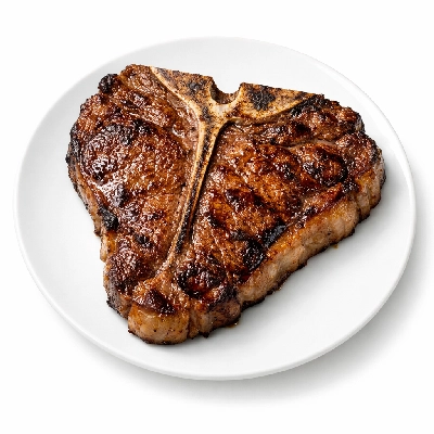 Beef short loin porterhouse steak separable lean and fat trimmed to 1/4" usda select cooked broiled
