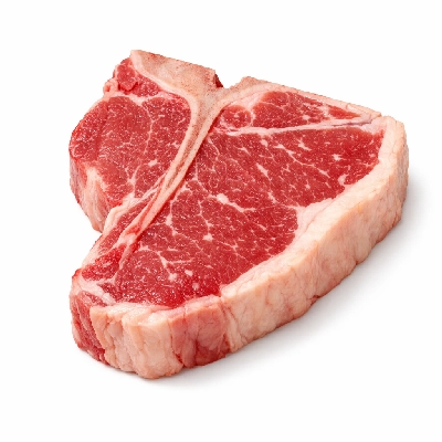 Beef short loin porterhouse steak separable lean and fat trimmed to 1/8" choice raw