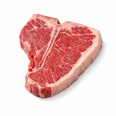 Beef short loin porterhouse steak separable lean and fat trimmed to 1/8" select raw