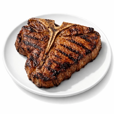Beef short loin porterhouse steak separable lean only trimmed to 0" fat usda choice cooked broiled