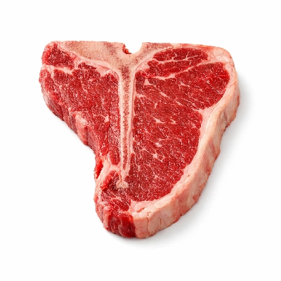 Beef short loin t-bone steak separable lean and fat trimmed to 1/4" usda select raw