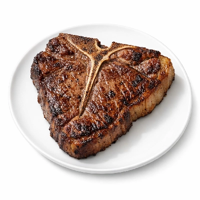 Beef short loin t-bone steak separable lean and fat trimmed to 1/8" all grades cooked broiled